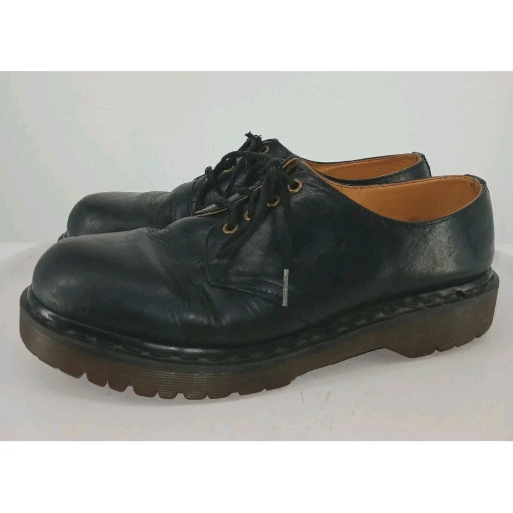 Vintage Dr Martens Shoes Mens US 10 Black Leather Oxfords England  C131